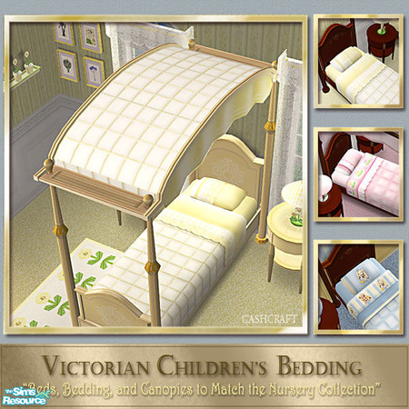 Sims 2 — Victorian Bedding-Antique Yellow Canopy by Cashcraft — Bed, Bedding, and Canopy to match each of the Victorian