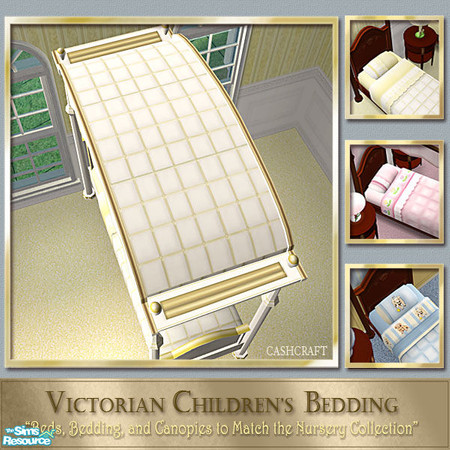 Sims 2 — Victorian Bedding -White & Yellow Canopy by Cashcraft — Bed, Bedding, and Canopy to match each of the