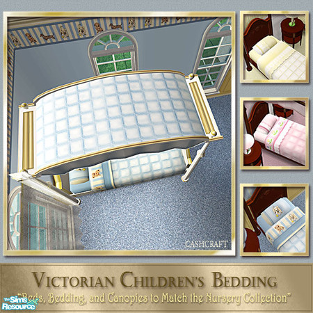 Sims 2 — Victorian Bedding - White & Blue Canopy by Cashcraft — Bed, Bedding, and Canopy to match each of the