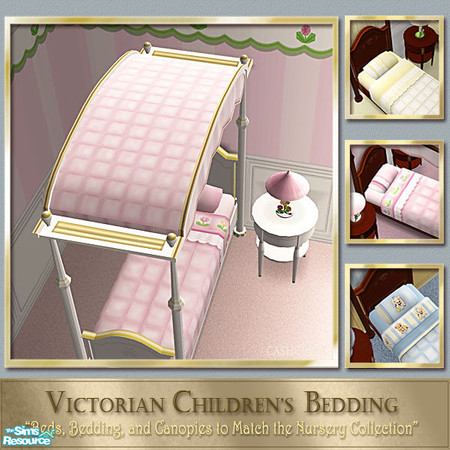 Sims 2 — Victorian Bedding - White & Pink Canopy by Cashcraft — Bed, Bedding, and Canopy to match each of the