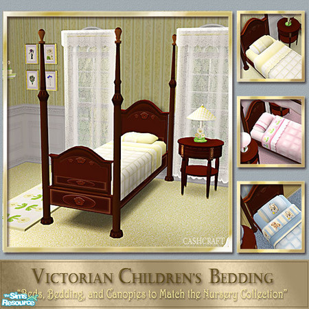 Sims 2 — Victorian Children's Bedding - Dark Bed by Cashcraft — Bed, Bedding, and Canopy to match each of the Victorian