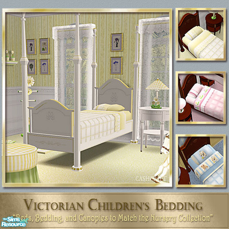Sims 2 — Victorian Children's Bedding - White Bed by Cashcraft — Bed, Bedding, and Canopy to match each of the Victorian