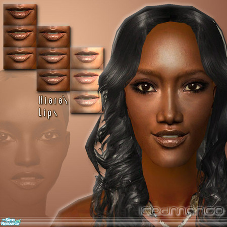 Sims 2 — Kiara's opened Lip Set by IcedMango — I've made a Lips collection of my Kiara Kabukuru Sim. Especially for dark