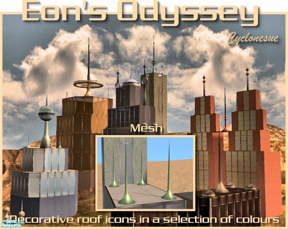 Sims 2 — Eon's Odyssey Small Funnel by Cyclonesue — A decorative mesh for roofs and landscapes. You need the BEACON