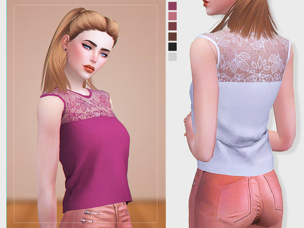 Sims 4 — [ Lace Top ] - Blouse by Screaming_Mustard — New blouse with lace detailing. 100% new mesh. For females, teen +.