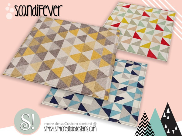Sims 4 — ScandiFever rug (colorful) by SIMcredible! — by SIMcredibledesigns.com available at TSR 3 colors variations
