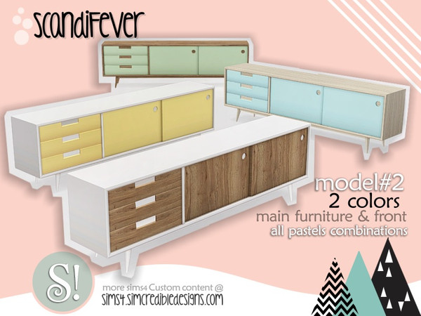 Sims 4 — ScandiFever sideboard2 - same color doors and drawers by SIMcredible! — by SIMcredibledesigns.com available at