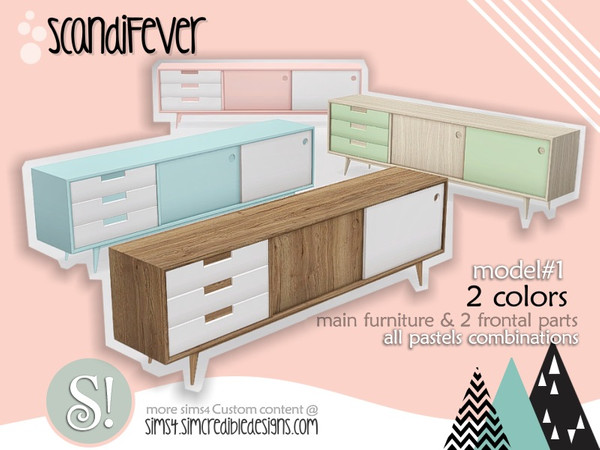 Sims 4 — ScandiFever sideboard1 - 2 colors by SIMcredible! — by SIMcredibledesigns.com available at TSR 3 colors in