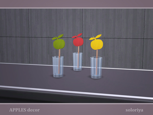 Sims 4 — Apples Decor. Empty Glass by soloriya — Empty glass with a straw. Part of Apples Decor set. 3 color variations.