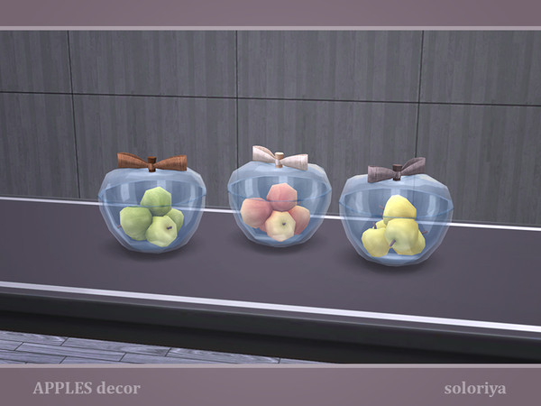 Sims 4 — Apples Decor. Apples in a Glass Jar by soloriya — Five apples in a glass jar. Part of Apples Decor set. 3 color