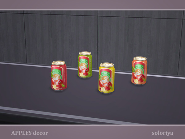 Sims 4 — Apples Decor. Apple Juice Can by soloriya — Apple juice can. Part of Apples Decor set. 4 color variations.