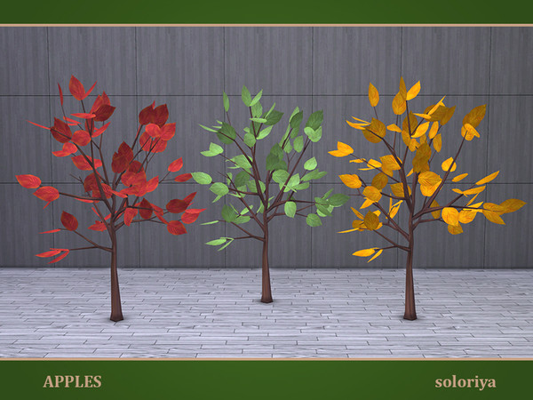 Sims 4 — Apples. Apple Tree by soloriya — Decorative apple tree. Part of Apples set. 3 color variations. Category: