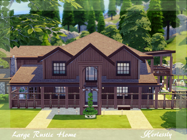 Sims 4 — Large Rustic Home **no CC** by Kerlessly — This rustic house is perfect for those sims wishing to start a large,