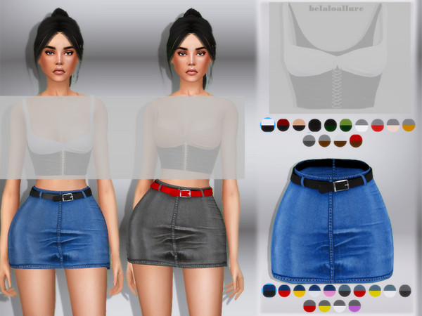 Sims 4 — belaloallure_eva denim skirt by belal19972 — short denim skirt for your sims 