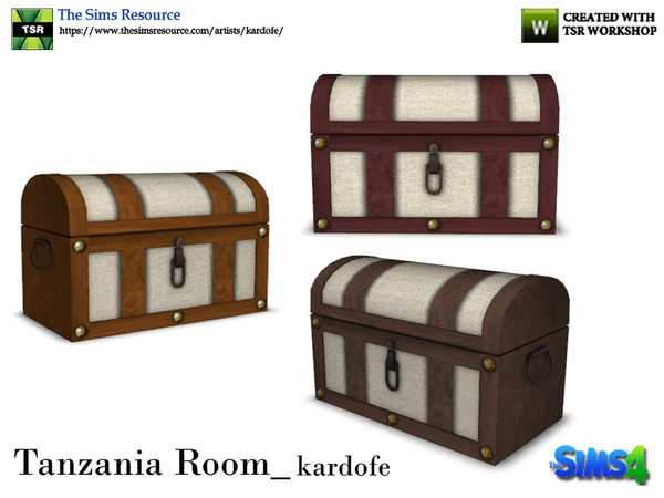 Sims 4 — kardofe_Tanzania Room_Trunk by kardofe — Wooden chest and fabric, in three color options 