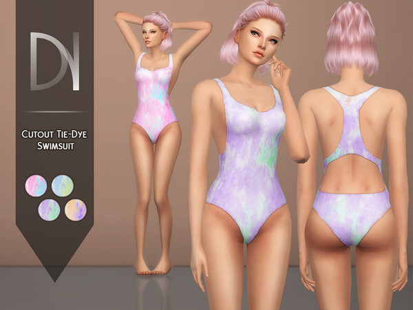 Sims 4 — Cutout Tie-Dye Swimsuit by DarkNighTt — Cutout Tie-Dye Swimsuit Have 4 colors. Game Mesh. Printed Texture. Hope