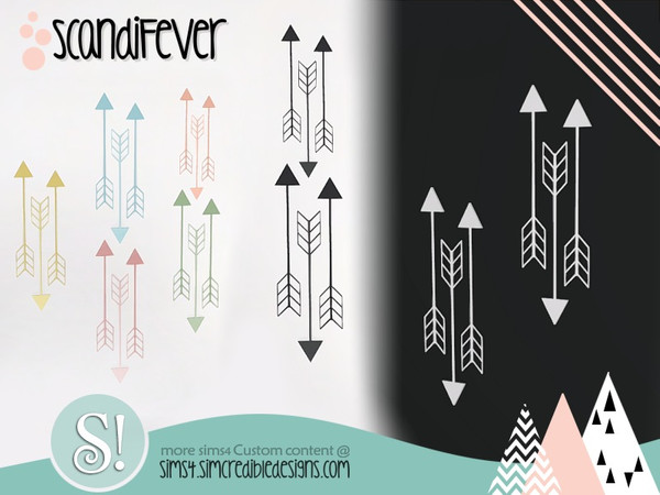 Sims 4 — ScandiFever wall decor arrows by SIMcredible! — by SIMcredibledesigns.com available at TSR 7 colors variations