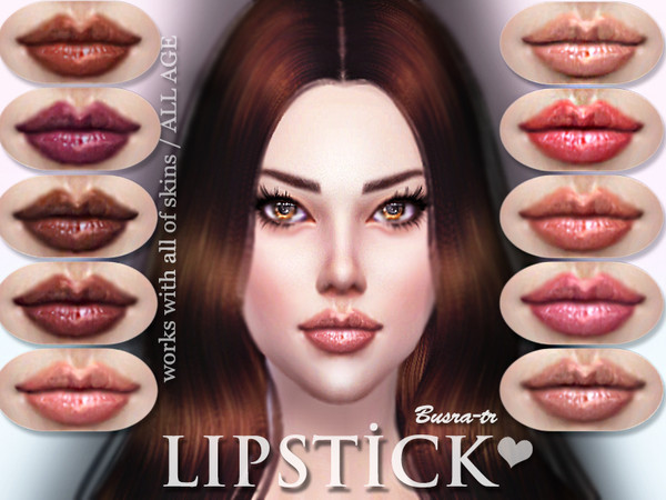 Sims 4 — LIPX by busra-tr — 10 colors Works with all of skins All Age For Female I hope you like them.