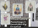 Sims 4 — Fashion Illustration Paintings by stitchy-uk — Four different fashion illustration paintings, of multiple colour