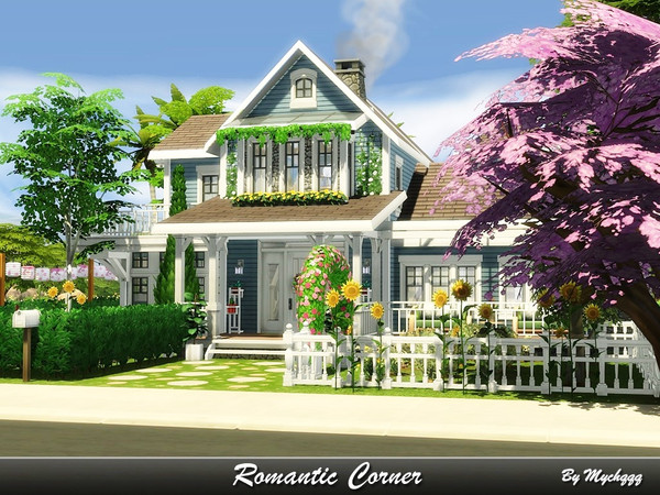 Sims 4 — Romantic Corner by MychQQQ — Lot: 30x20 Value: $ 122,813 House contains: - 1 bedroom - 2 bathrooms - living room