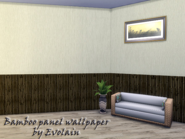Sims 4 — Wallpaper bamboo panel2 by Evolain — Bamboo wallpaper in 4 colors for all heights.