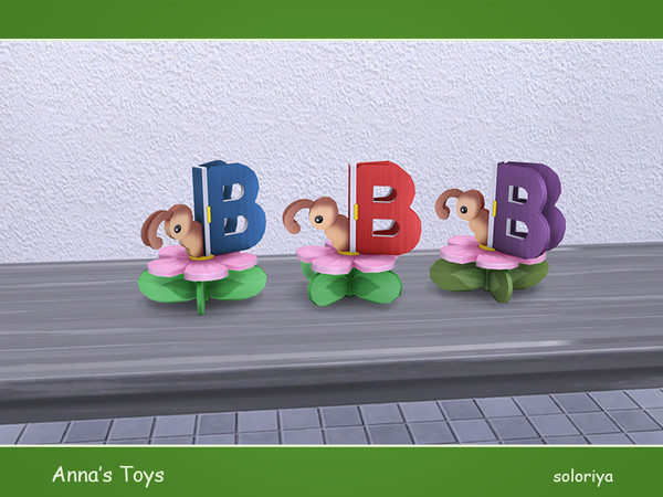 Sims 4 — Anna's Toys. Butterfly by soloriya — Cutout butterfly with letter B. Part of Anna's Toys set. 3 color