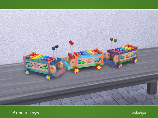 Sims 4 — Anna's Toys. Xylophone by soloriya — Decoratve xylophone car. Part of Anna's Toys set. 3 color variations.
