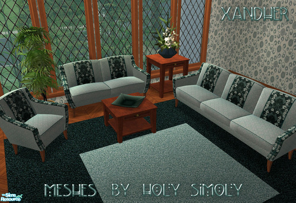 Sims 2 — Durante Deco Lounge  - Aqua by Xandher — Diamond pale aqua upholstery beautifully compliments a detailed