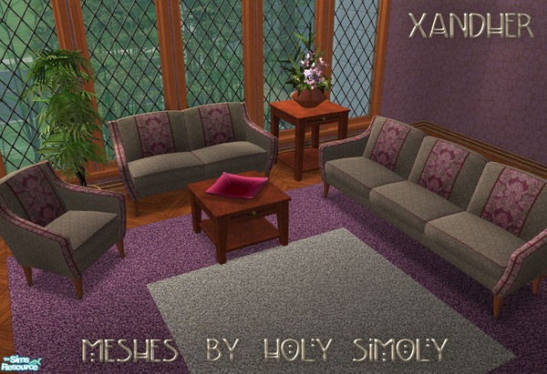 Sims 2 — Durante Deco Lounge  - Thistle by Xandher — Diamond smoke upholstery beautifully compliments a detailed