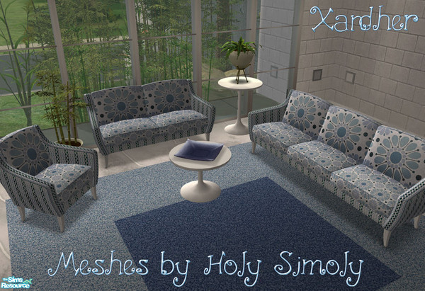 Sims 2 — Cindy Retro Lounge  - Periwinkle by Xandher — A whimsical set of vintage seating that comes in a trio of