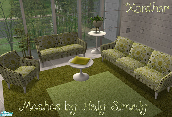 Sims 2 — Cindy Retro Lounge  - Chartreuse by Xandher — A whimsical set of vintage seating that comes in a trio of