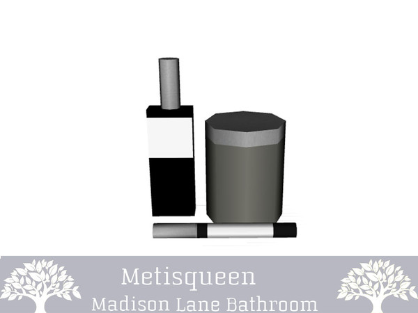 Sims 4 — Madison Lane Decor Bottles by metisqueen2 — Decorative black and silver makeup bottles. One variant only.