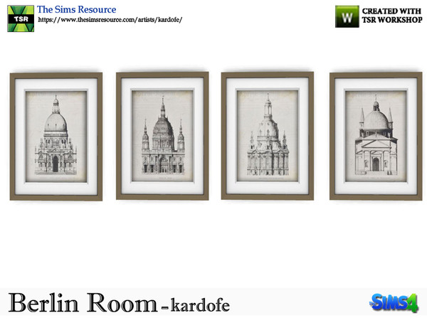 Sims 4 — kardofe_Berlin Room_Pictures by kardofe — Four Framed Prints of Cathedrals of Europe 