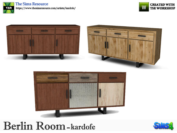 Sims 4 — kardofe_Berlin Room_Sideboard by kardofe — Sideboard with drawers and doors in three color options 