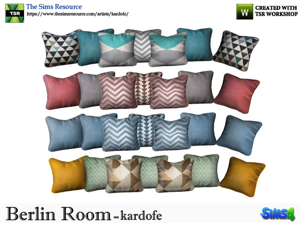 Sims 4 — kardofe_Berlin Room_Sofa cushions by kardofe — Set of seven cushions to place on the sofa, in four color options