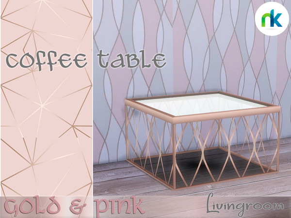 Sims 4 — Nikadema, Gold & Pink, Coffee Table by nikadema — I love it when coffee tables have no normal shapes. I