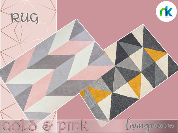 Sims 4 — Nikadema Gold & Pink Rug by nikadema — Two recolors for this modern rug.