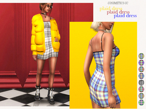 Sims 4 — p l a i d d r e s s . by cosimetics — made by cosimetics . eight swatches . womens . base game compatible .
