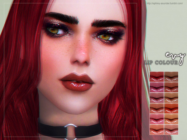 Sims 4 — [ Evy ] - Lip Colour by Screaming_Mustard — A shiny new lip colour. For females, teen +. With custom thumb