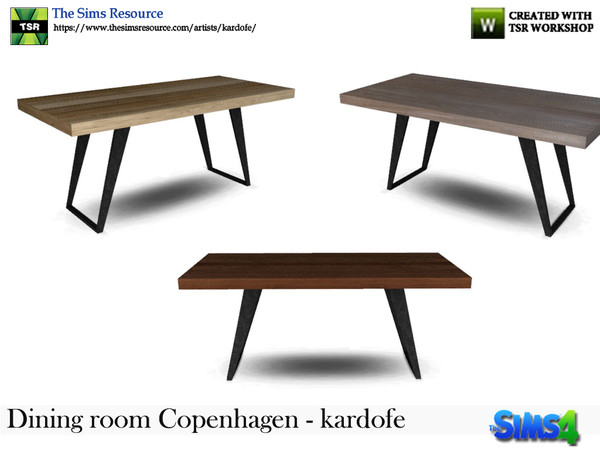 Sims 4 — kardofe_Dining room Copenhagen_DiningTable by kardofe — Dining table in wood and metal, modern design, simple
