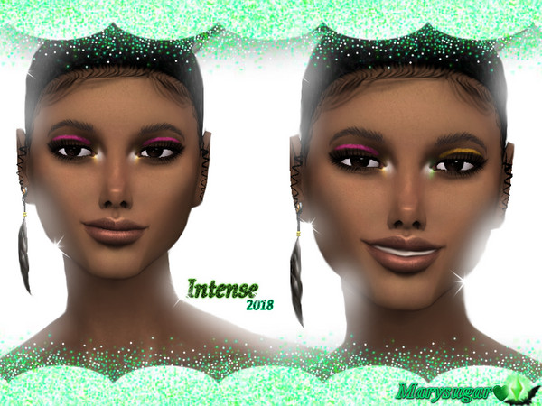 Sims 4 — Intense2018 by Marysugar — Eyeshadows fantasy. Four versions. Item with custom thumbnails. Base game compatible.