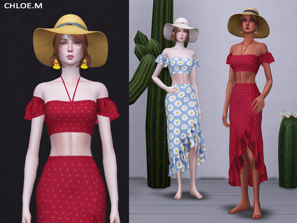 Sims 4 — ChloeM-Resort Style Top by ChloeMMM — ** 10 colors ** New mesh by me. ** Recolor is allowed but PLEASE DO NOT