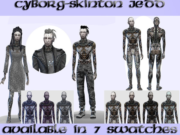 Sims 4 — Skinton cyborg by yugoza2 — Created for: The Sims 4 This is a skintone overlay made with cyborg-textures