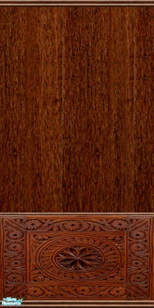 Sims 2 — Indian Inspired Living II - Panel Wall by Simaddict99 — wood panel wall with intricately carved base.
