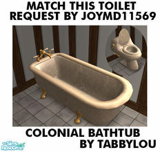 Sims 2 — TL - Match This Toilet Colonial Bathtub by TabbyLou — Recolor of Maxis Colonial Bathtub to match the tan marble