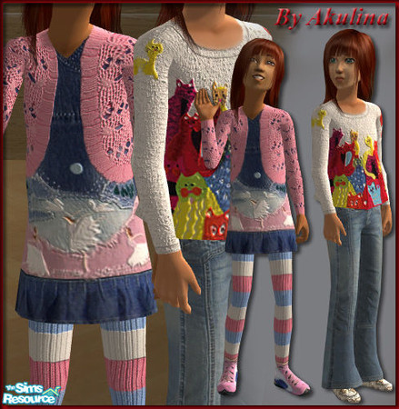 Sims 2 — Set of warm clothes for children by eakulina — The first clothes on Maxis mesh, but the second is recolor based
