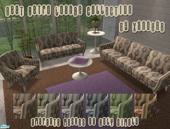 Sims 2 — Retro Beat Lounge Collection by Xandher — A colorful set of retro seating in a unique pairing of coordinating