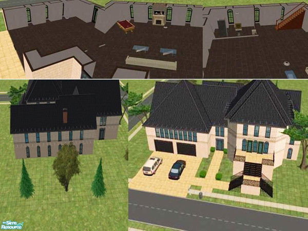 Sims 2 — Mayfield by violetvixon — Large house, 2 bedrooms, 4 baths, basement rec room,dining, den,2 fireplaces, double