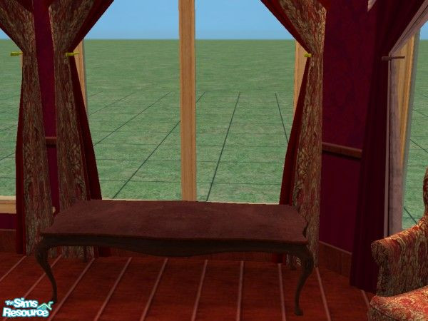 Sims 2 — Red Victorian Drawing room - coffee tabl by fizz bomb — A beautiful victorian coffee table with red leather
