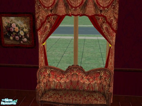 Sims 2 — Red Victorian Drawing room - love seat by fizz bomb — A beautifully detailed victorian love seat part of red